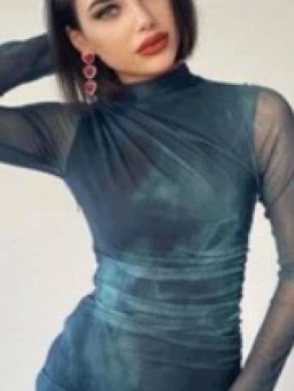 ZARA Long Fitted Mesh Dress Like New
Teal Blue